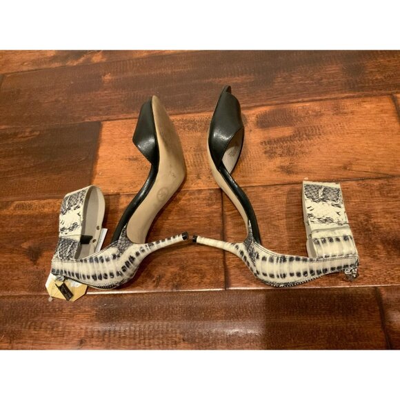 Michael Kors Black Peep Toe Heels W/ Snakeskin Ankle Cuff & Heel, Size 6 (US) - Picture 7 of 9
